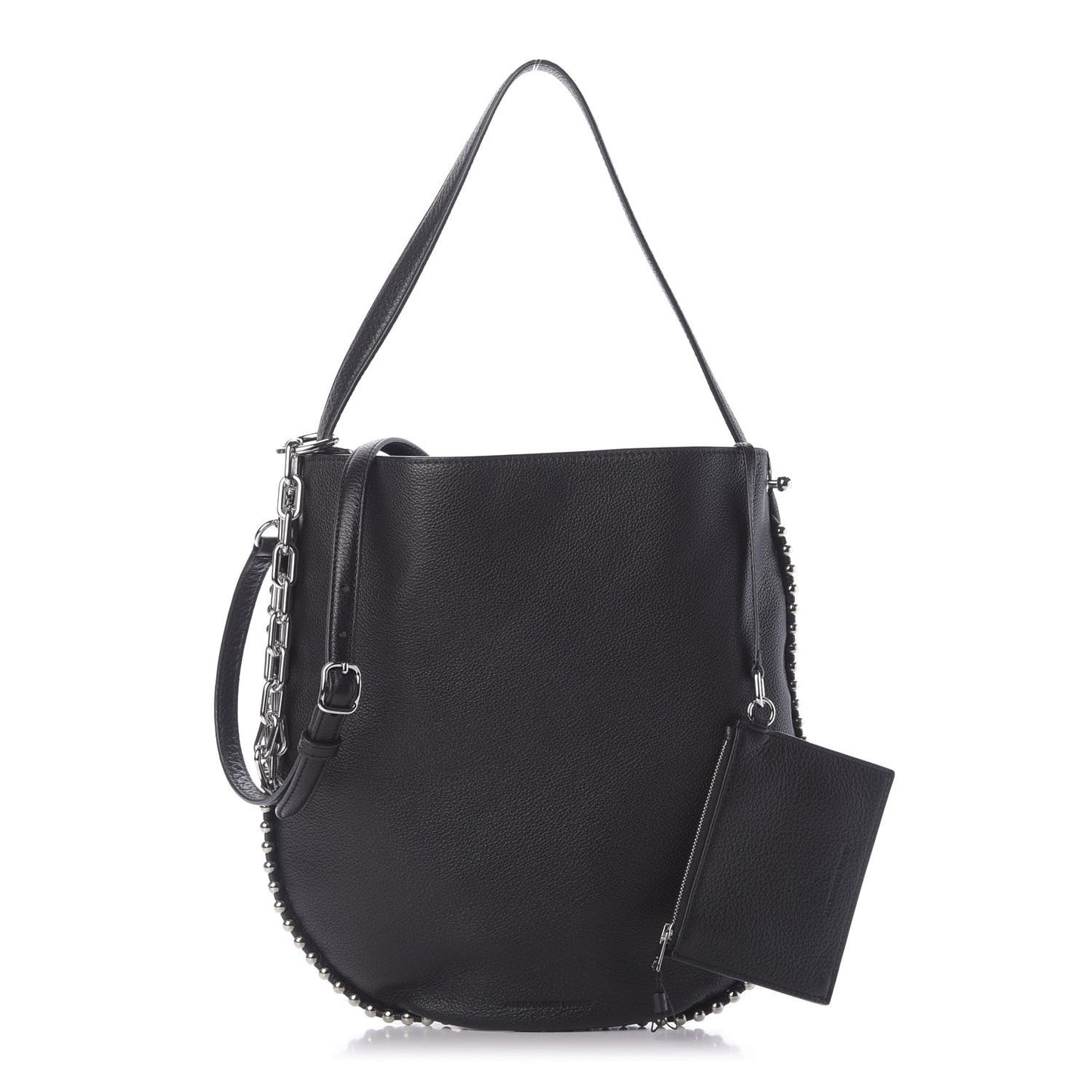 Pebbled Calfskin Studded Roxy Hobo Black