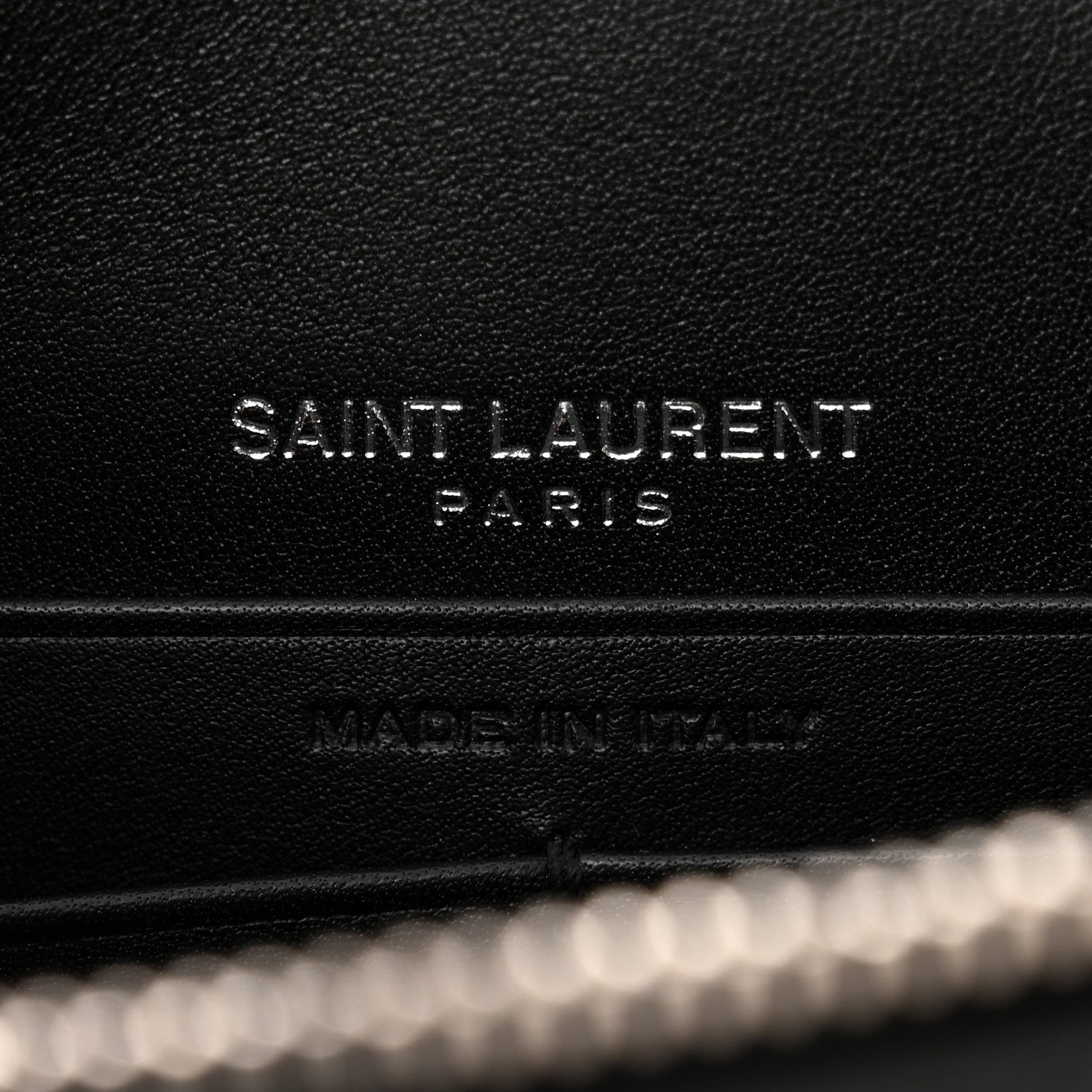 Saint Laurent Calfskin Lizard Embossed Monogram Sunset Chain Wallet Black 6 of 10