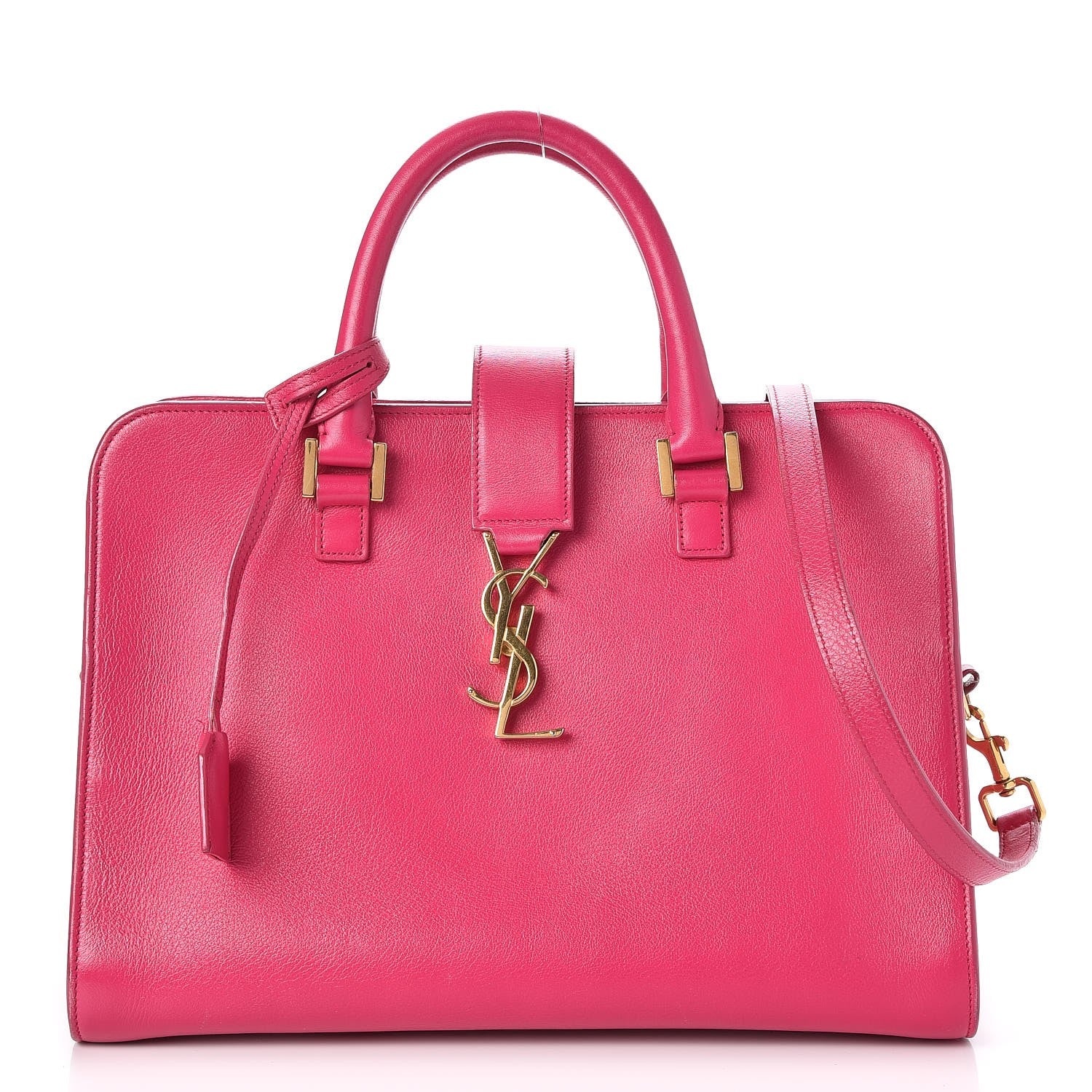 Saint Laurent Smooth Calfskin Small Cabas Monogram Fuchsia 1 of 8