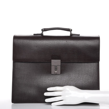 Gucci Calfskin Embossed Gusset Briefcase Brown 3 of 9