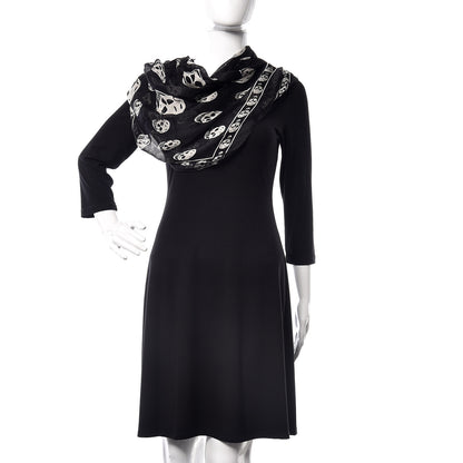 Alexander McQueen Silk Chiffon Skull Scarf Black Ivory 2 of 5