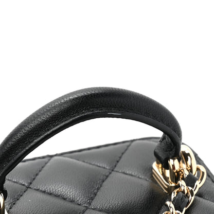 Chanel Lambskin Quilted Top Handle Mini Vanity Case With Chain Black 12 of 12