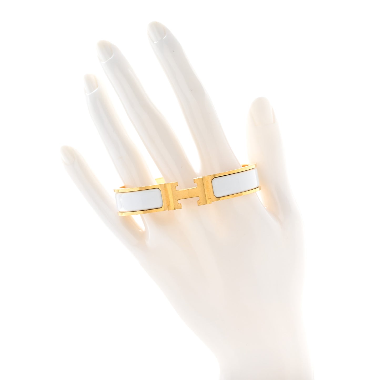 Enamel Narrow Clic Clac H Bracelet GM White