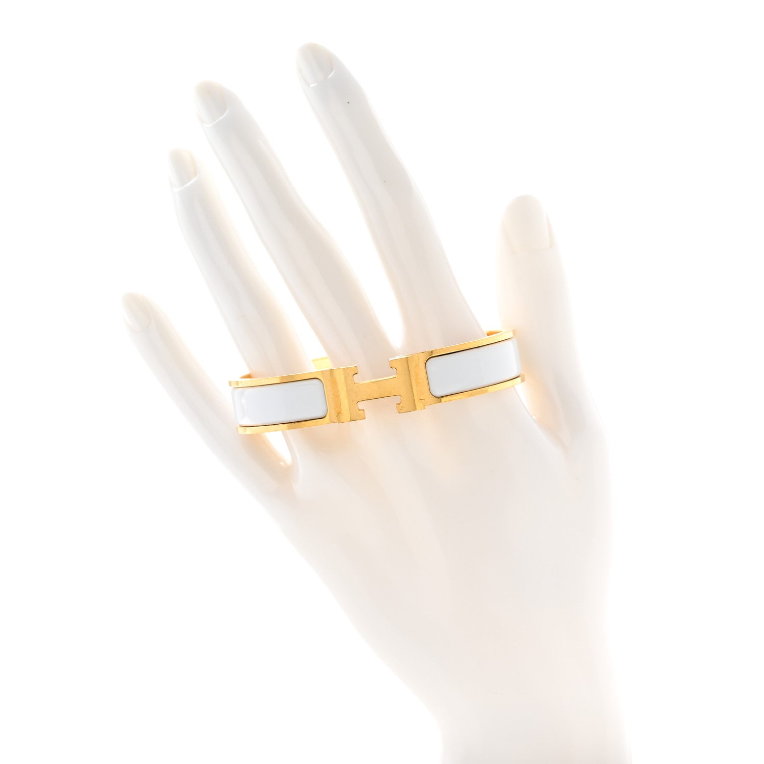 Hermes Enamel Narrow Clic Clac H Bracelet GM White 2 of 9