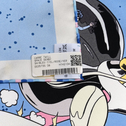 Hermes Silk Space Derby Scarf 90 Bleu Ciel Rose Vert Amande 5 of 5