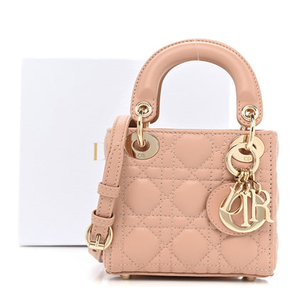 Christian Dior Lambskin Cannage Micro Lady Dior Rose Des Vents 10 of 10