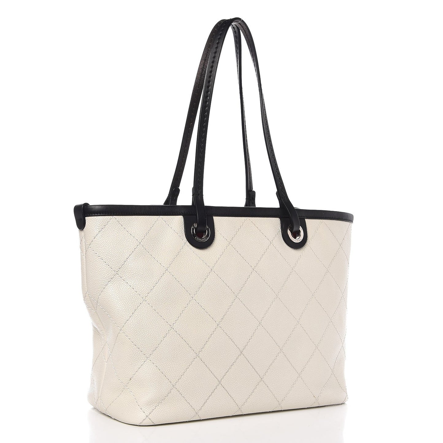 Grained Calfskin Shopping Fever Tote White