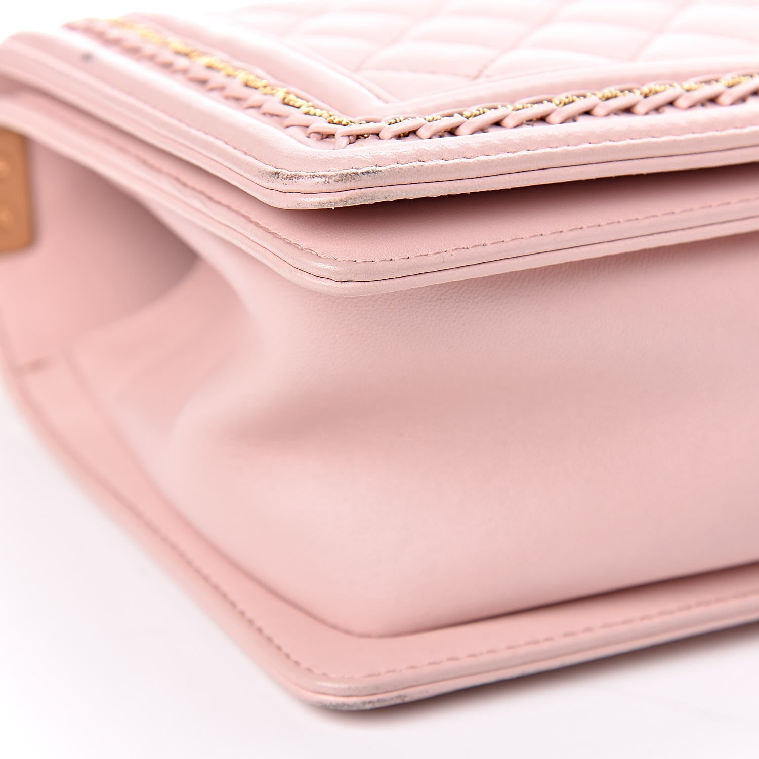 Chanel Lambskin Quilted Medium Chain Detail Boy Flap Light Pink 16 of 18