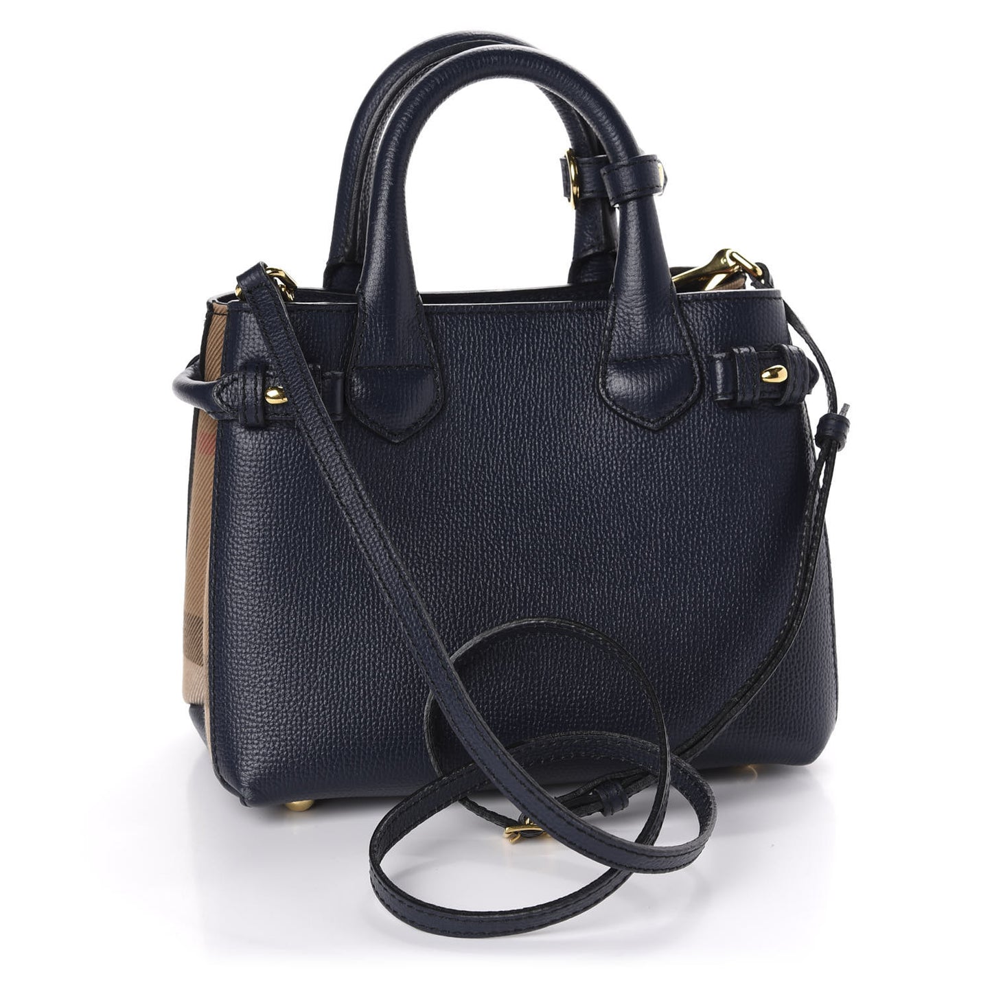 Grainy Calfskin House Check Baby Banner Tote Ink Blue
