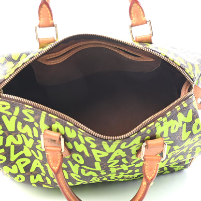 Louis Vuitton Monogram Graffiti Speedy 30 Green 5 of 9