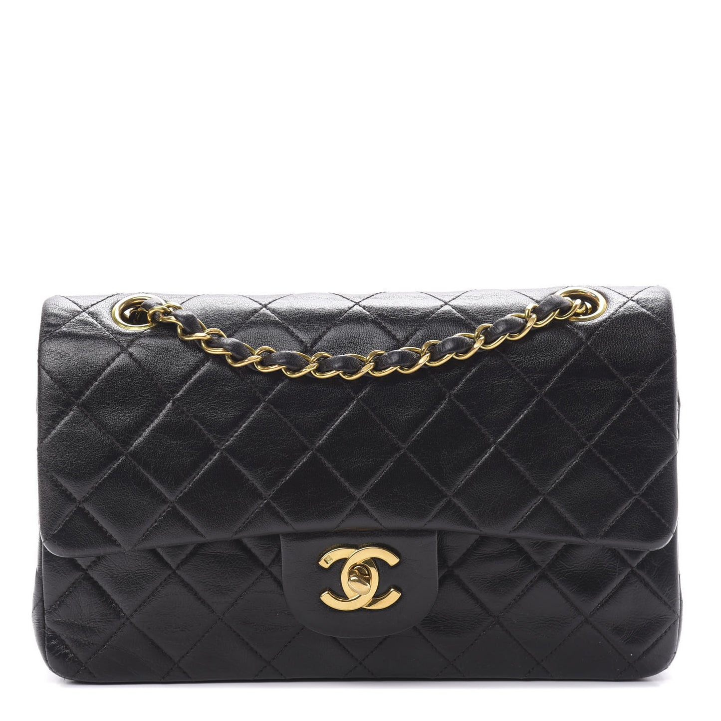 Lambskin Quilted Small Double Flap Black