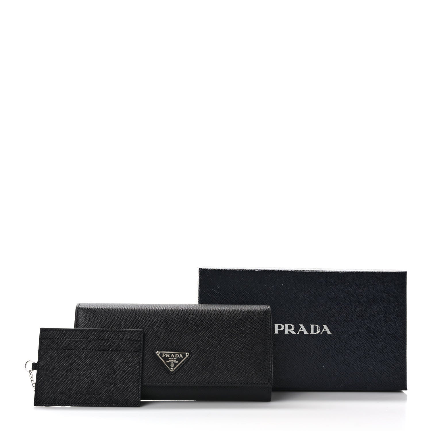 Prada Saffiano Triangle Logo Continental Flap Travel Wallet Black 8 of 8