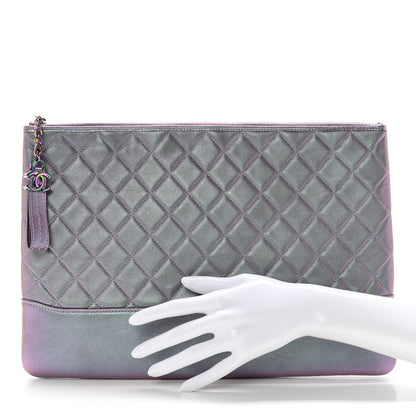 Chanel Iridescent Lambskin Quilted Large Gabrielle Cosmetic Case Light Purple 2 of 12