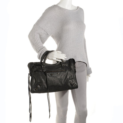 Balenciaga Metallic Craquele Calfskin Classic Hardware City Black 2 of 14