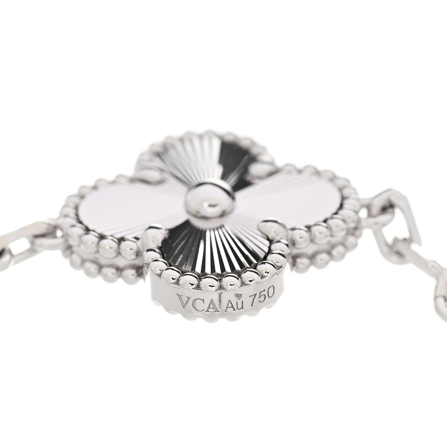 18K White Gold 5 Motifs Guilloche Vintage Alhambra Bracelet