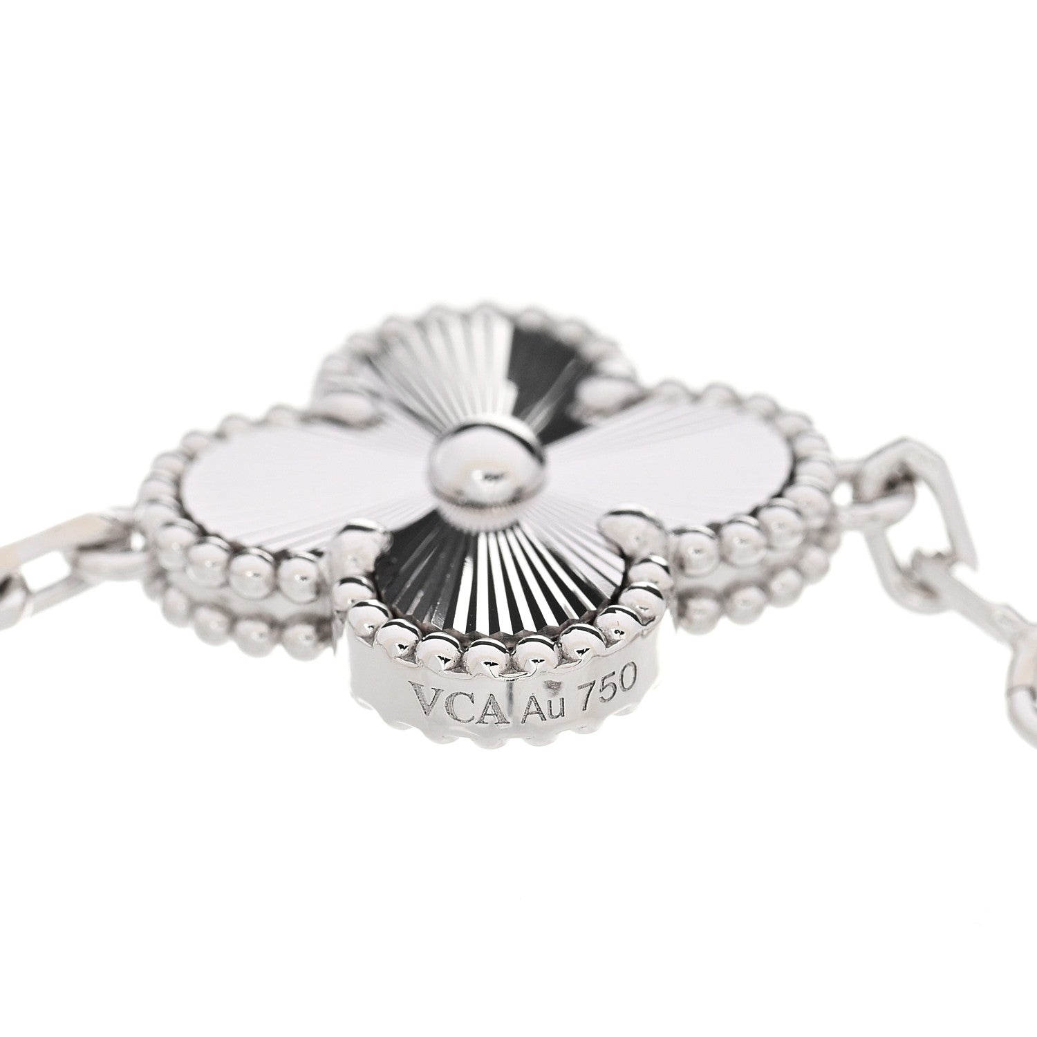 Van Cleef & Arpels 18K White Gold 5 Motifs Guilloche Vintage Alhambra Bracelet 4 of 5
