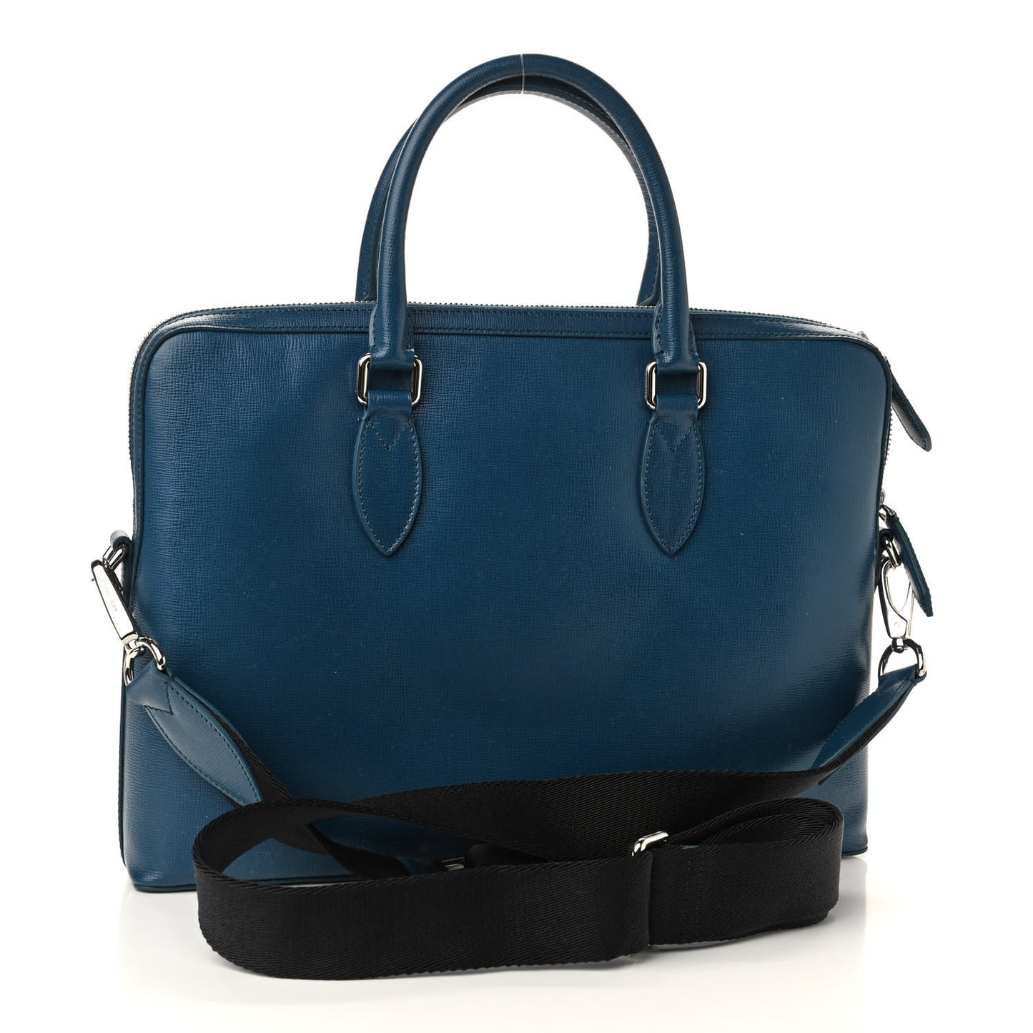 Textured Calfskin Barrow Briefcase Blue