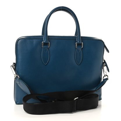 Burberry Textured Calfskin Barrow Briefcase Blue 3 of 11