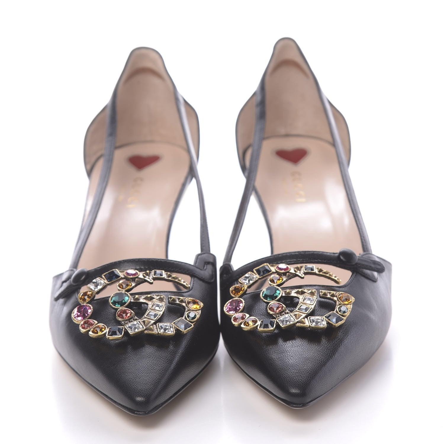Gucci Calfskin Crystal GG Unia Pumps 41 Black 2 of 8