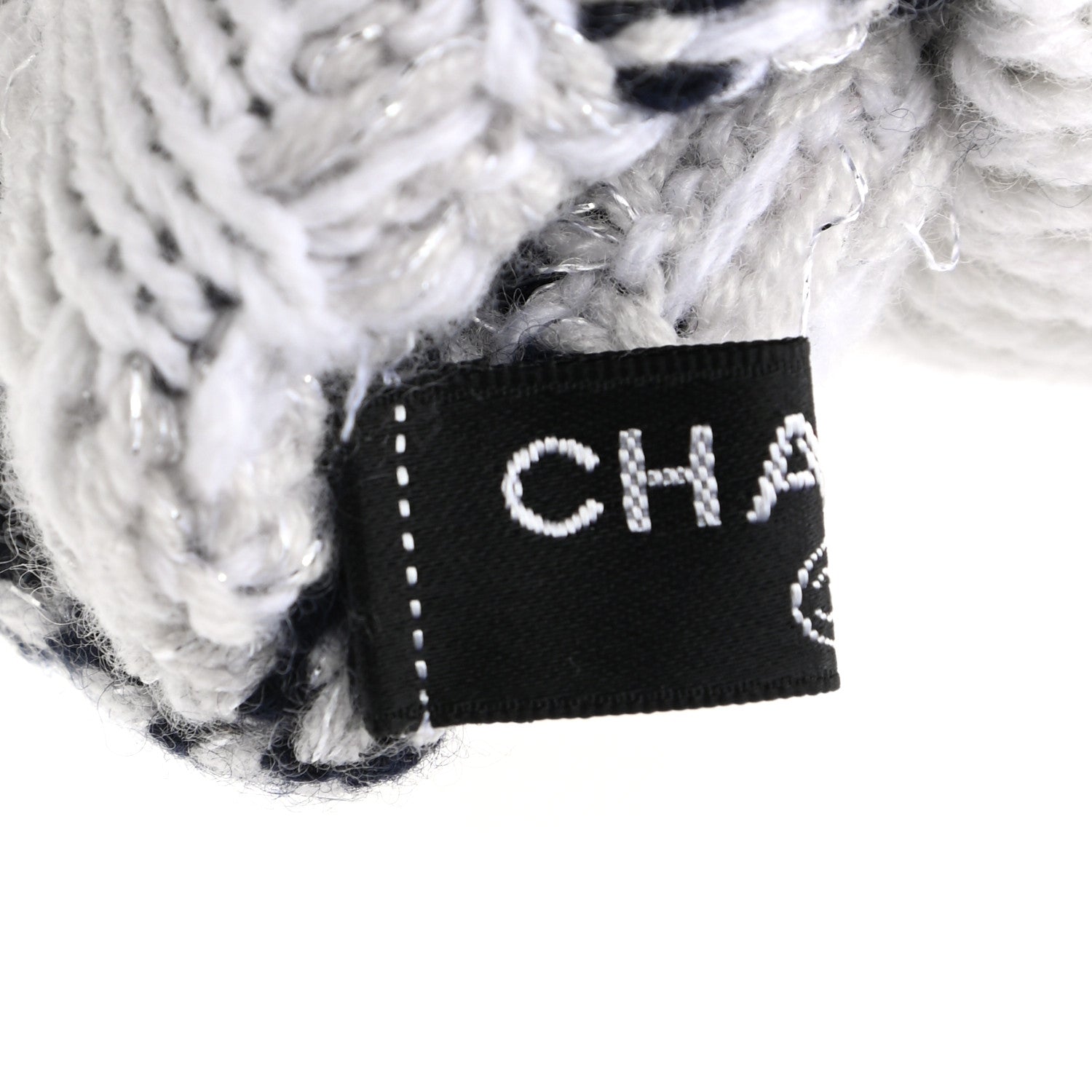 Chanel Cashmere Blend CC Fingerless Gloves Beige White Black 5 of 6