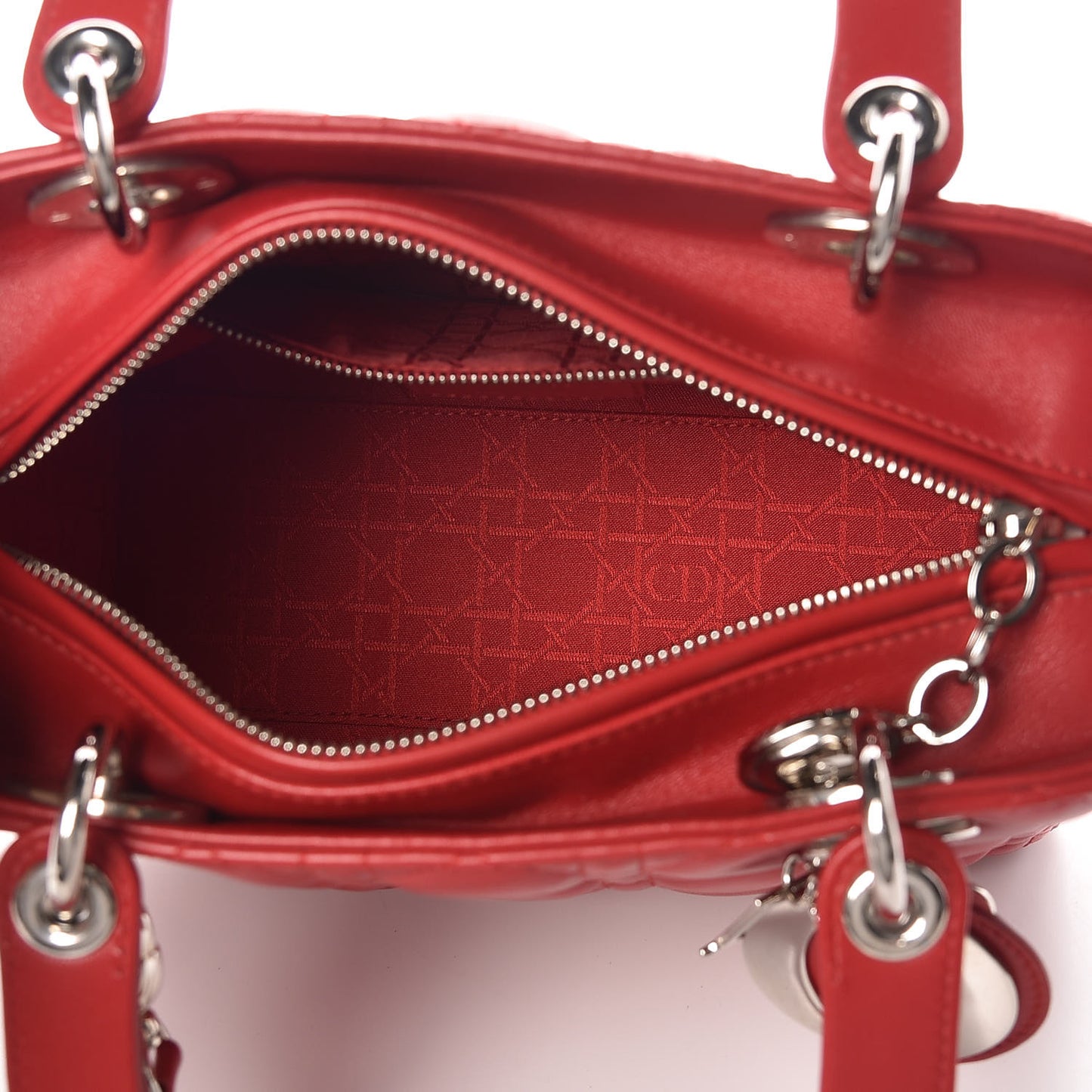 Lambskin Cannage Medium Lady Dior Red