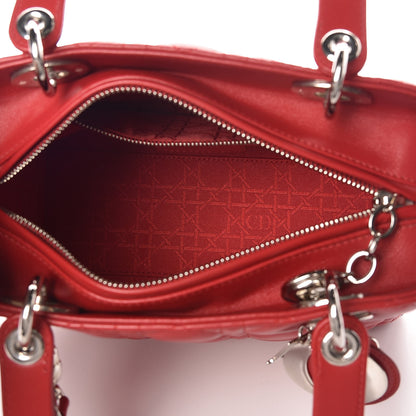 Christian Dior Lambskin Cannage Medium Lady Dior Red 6 of 11