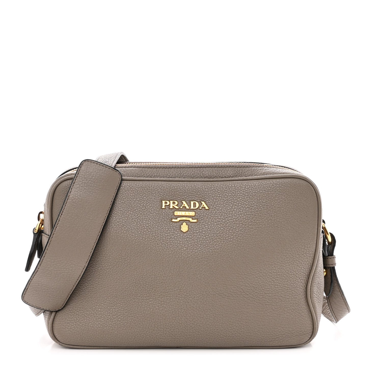 Vitello Daino Medium Double Zip Shoulder Bag Argilla