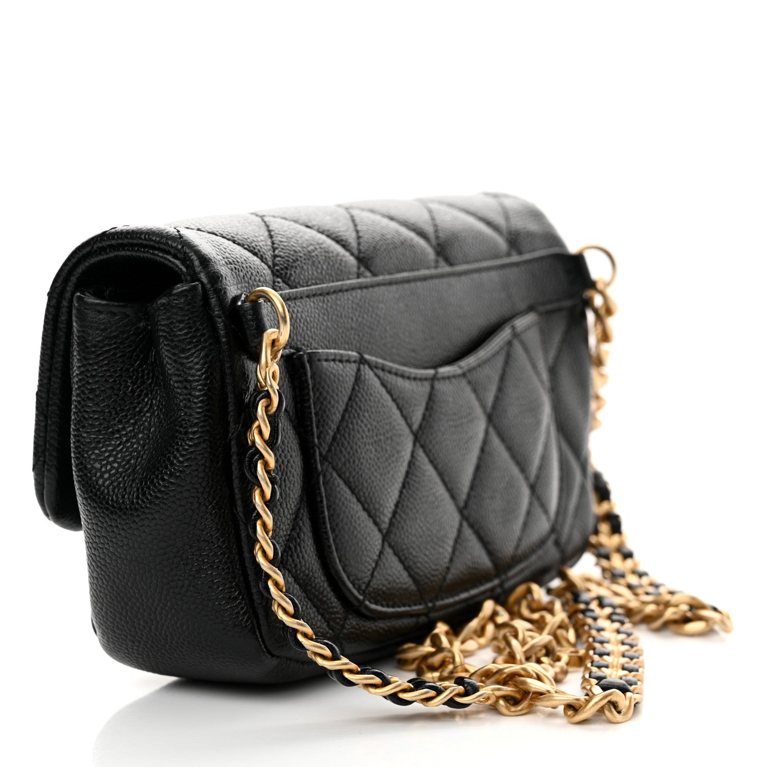 Chanel Shiny Caviar Quilted Chain Melody Waist Belt Bag Black 3 of 12