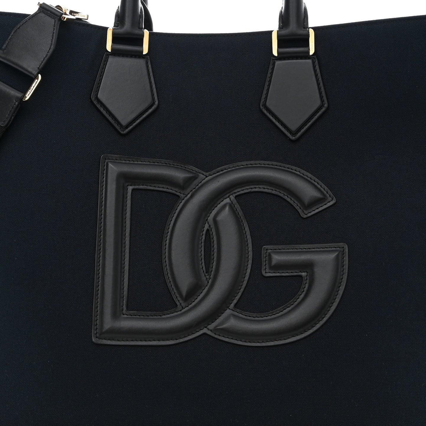 Canvas Calfskin DG Logo Shopper Black
