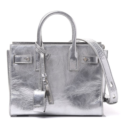 Saint Laurent Metallic Crinkled Calfskin Nano Supple Sac De Jour Silver 1 of 8