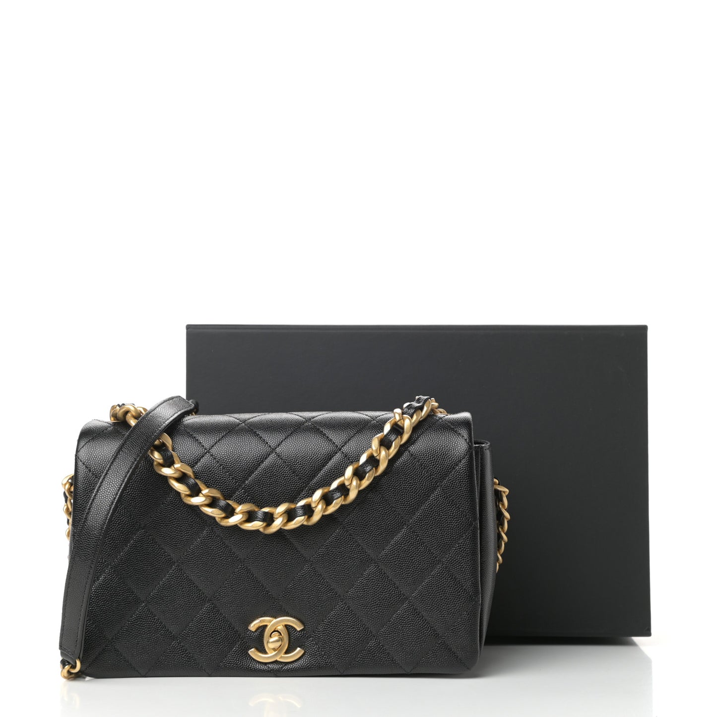 Caviar Quilted Medium Fashion Therapy Flap Bag Black