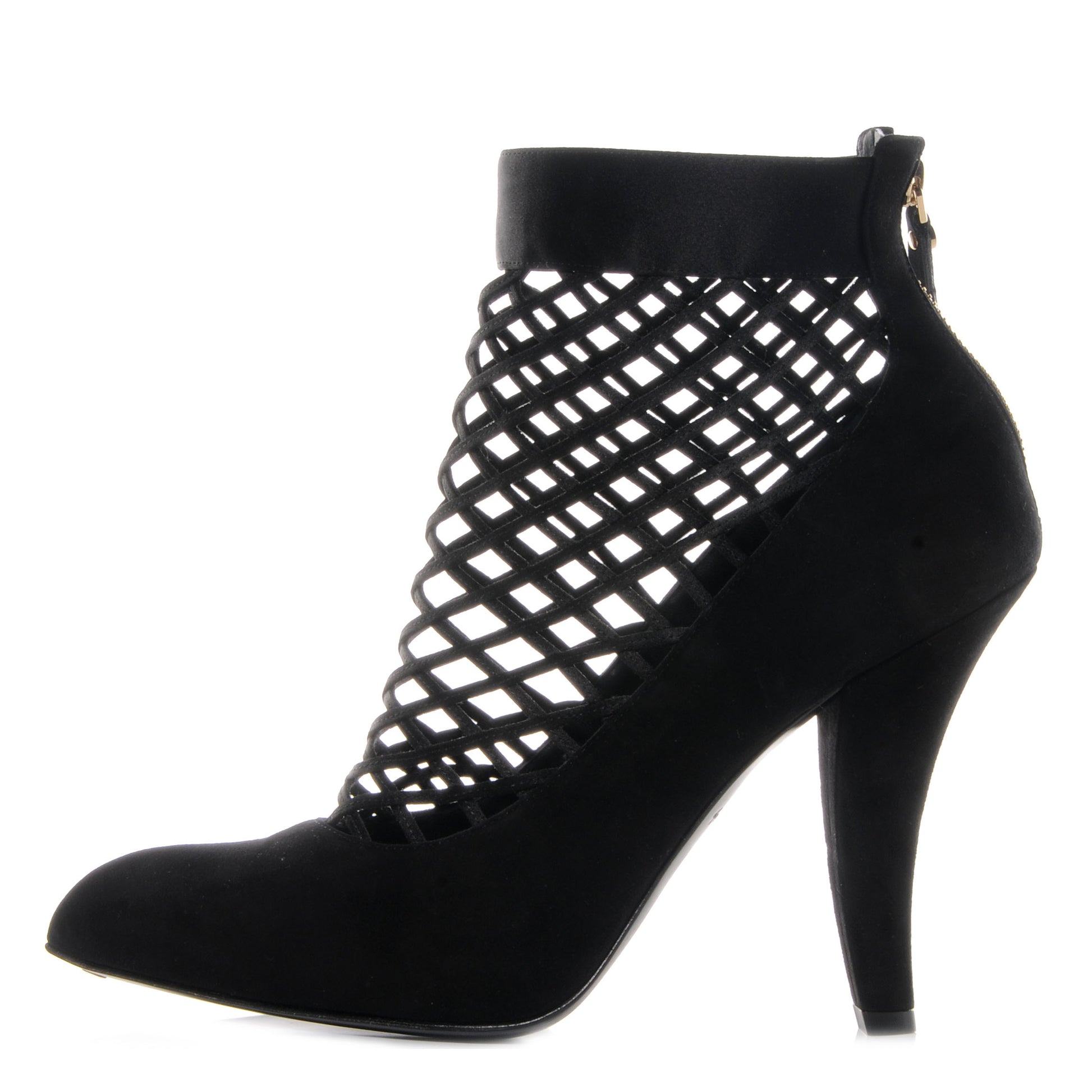 Louis Vuitton Suede Satin Cutout Ankle Boots 41 Black 1 of 6