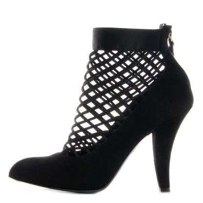 Louis Vuitton Suede Satin Cutout Ankle Boots 41 Black 1 of 6