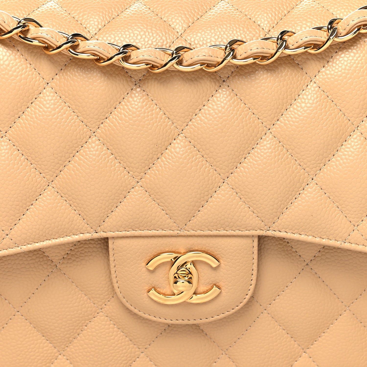 Chanel Caviar Quilted Jumbo Double Flap Beige Clair 9 of 11