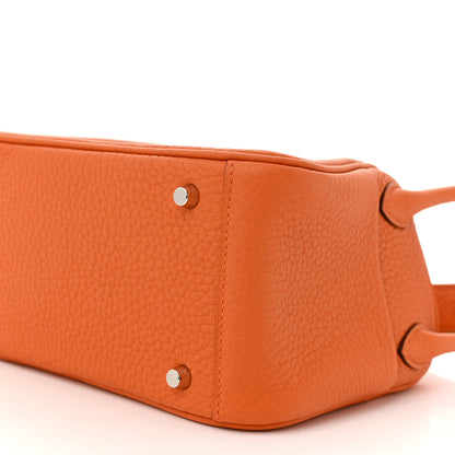 Hermes Taurillon Clemence Mini Lindy 20 Orange 10 of 11