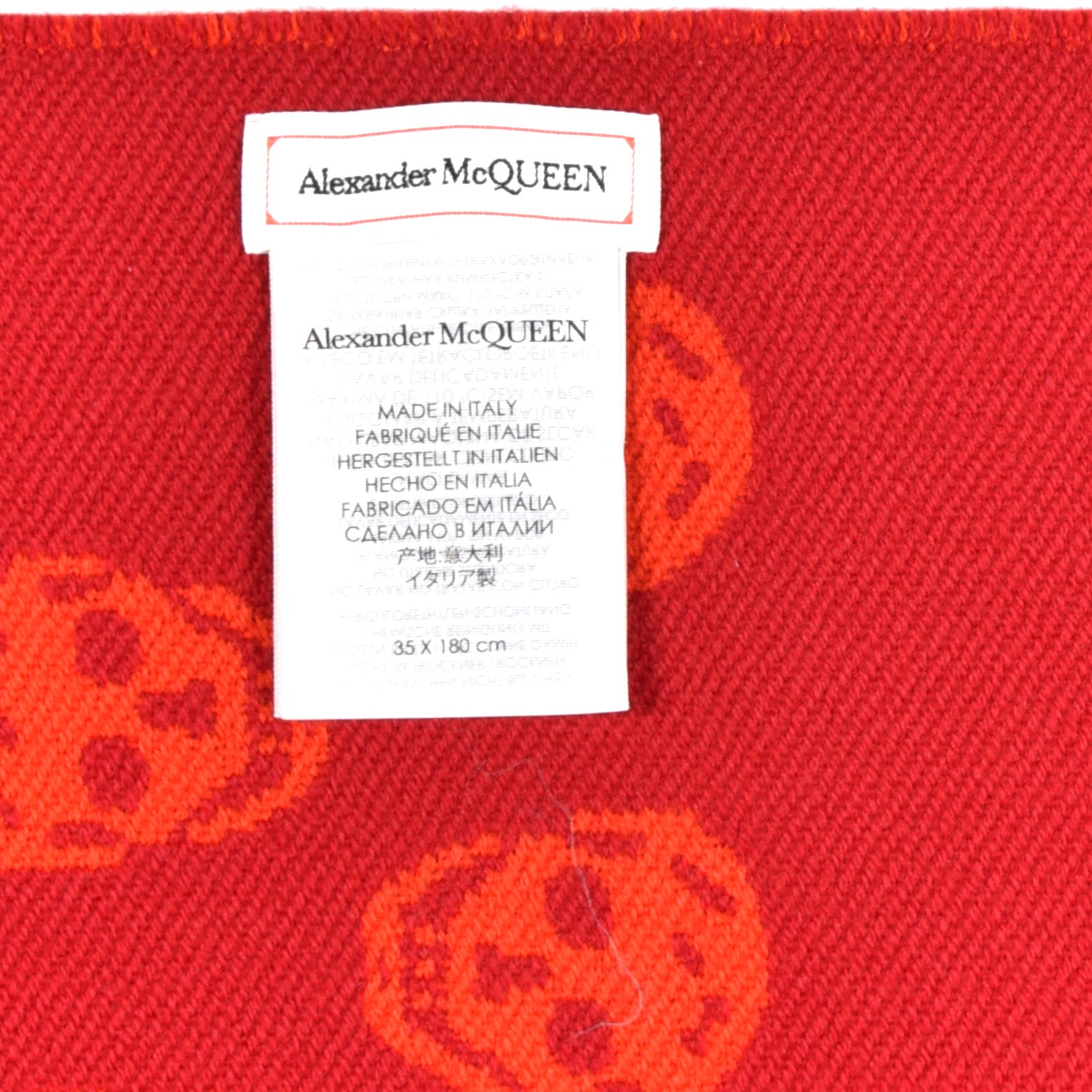 Alexander McQueen Wool Reversible Upside Down Skull Scarf Red Bordeaux 5 of 5