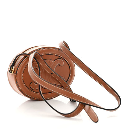 Celine Smooth Calfskin Cuir Small Triomphe Oval Crossbody Purse Tan 3 of 11