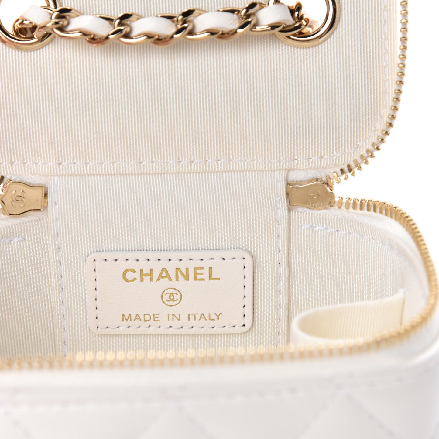 Lambskin Quilted My Chanel Lady Vanity Case With Chain White