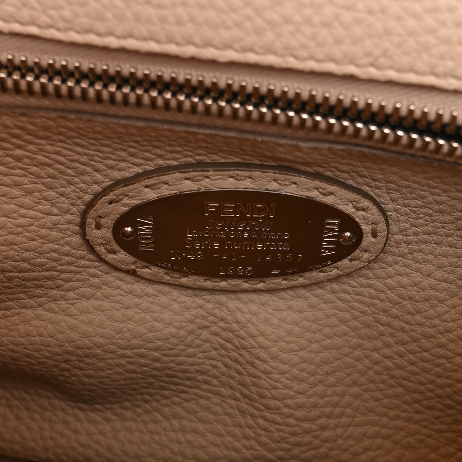 Fendi Cuoio Romano Selleria Bi-Color Medium Peekaboo Iconic Satchel Rosso Latte 7 of 13