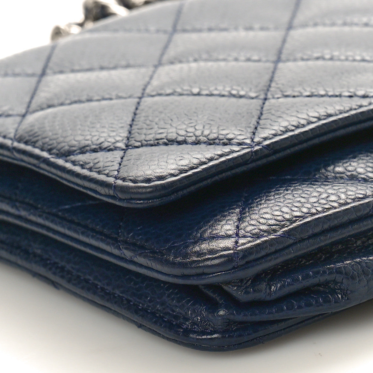Caviar Quilted Wallet on Chain WOC Navy