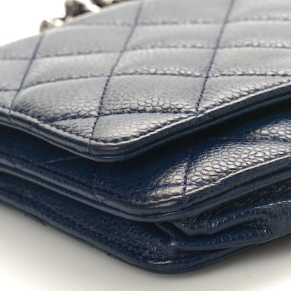 Chanel Caviar Quilted Wallet on Chain WOC Navy 9 of 11