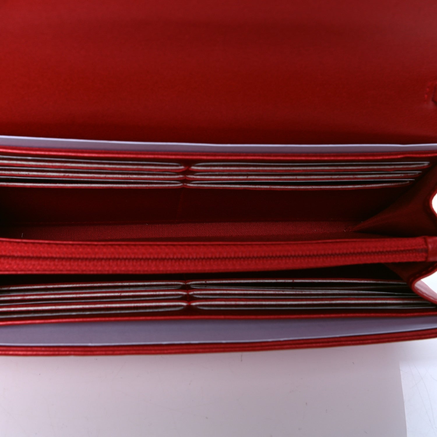 Chanel Lizard Wallet On Chain WOC Red 4 of 4