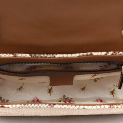 Gucci Raffia Elaphe Matelasse Small GG Marmont Shoulder Bag Natural Cream Brown 4 of 5