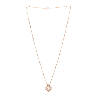 Van Cleef & Arpels 18K Rose Gold Diamond Vintage Alhambra Pendant Necklace 3 of 5