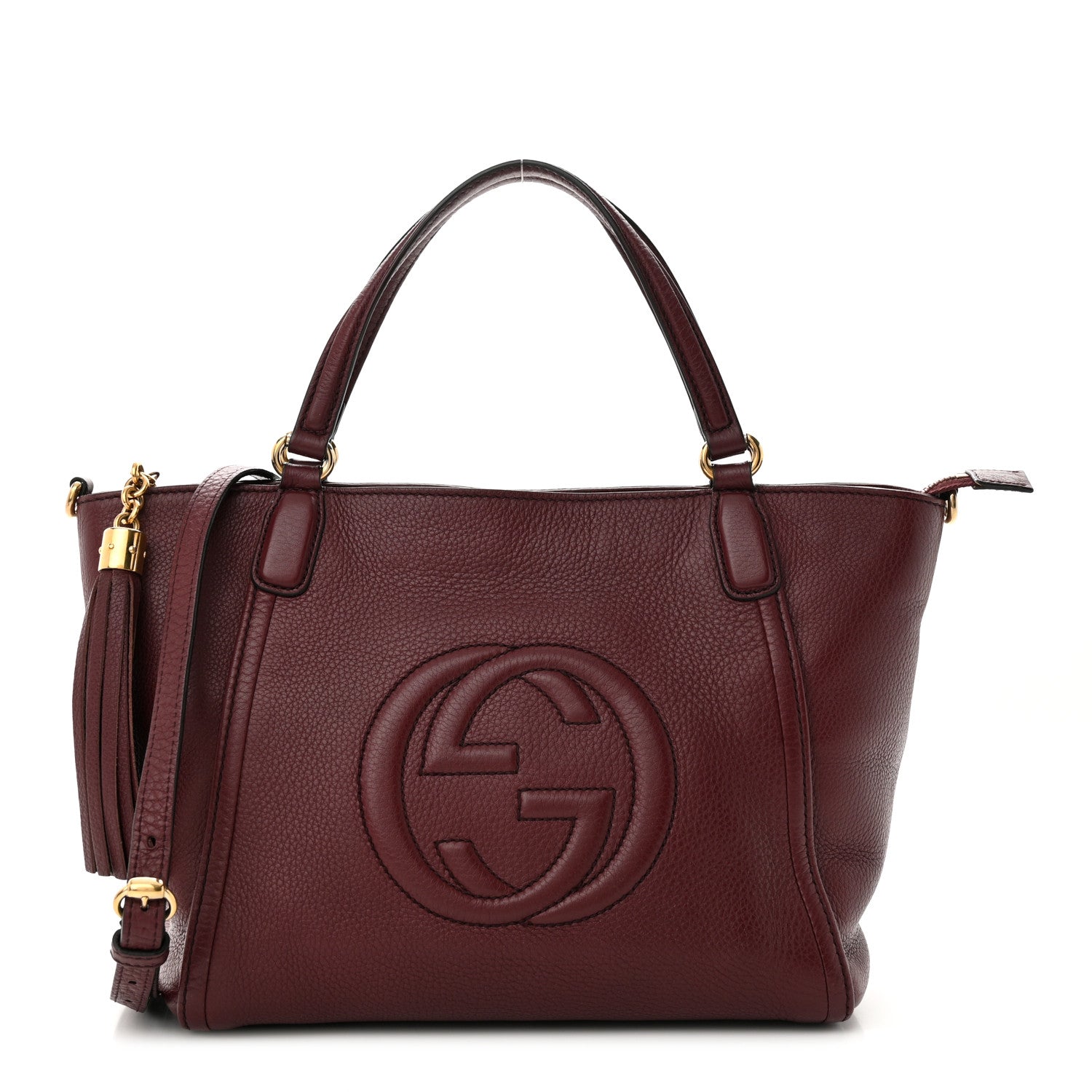 Gucci Pebbled Calfskin Small Soho Top Handle Bag Peonia Flower 1 of 13