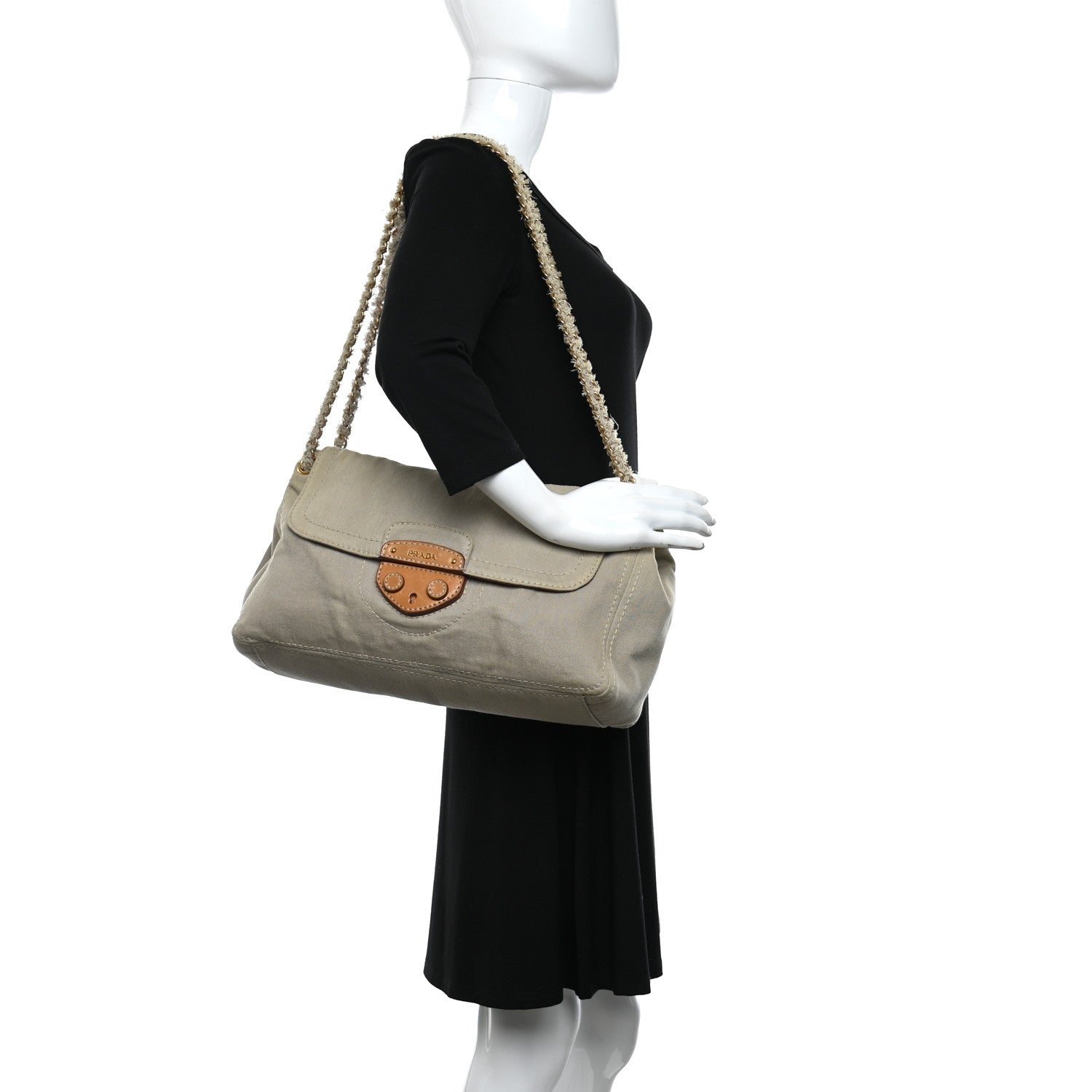 Prada Canapa Cinghiale Chain Flap Naturale Cuoio 2 of 12