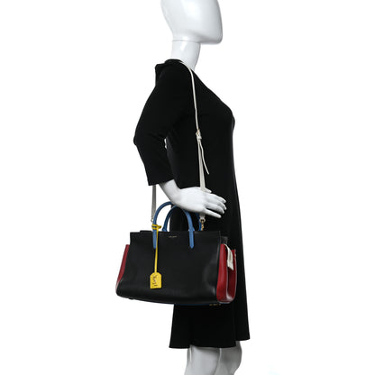 Saint Laurent Calfskin Small Cabas Rive Gauche Bag Black Red Yellow White 3 of 13