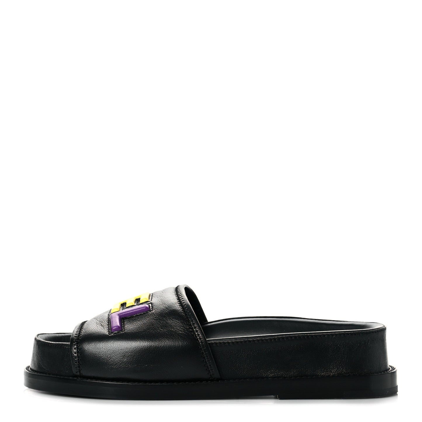 Lambskin Cha-Nel Mule Sandals 37 Black Multicolor