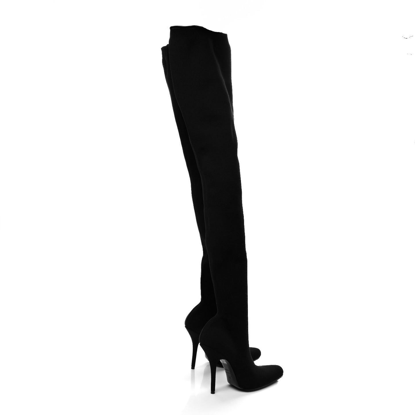 Spandex Round Toe Knife Thigh High Boots 39 Black