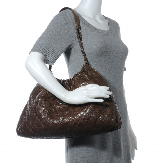 Chanel Caviar Elastic Shopper Tote Brown 2 of 9